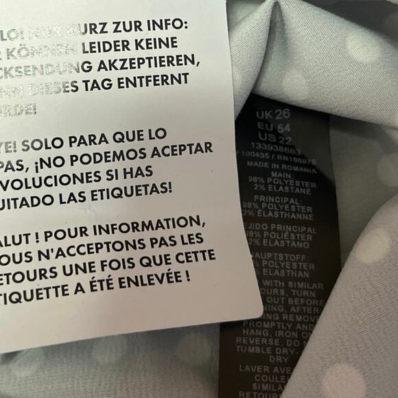 NEW ASOS Curve Black White Polka Dots Half Sleeve Button Down Shirt Top Size 22 - Picture 5 of 5